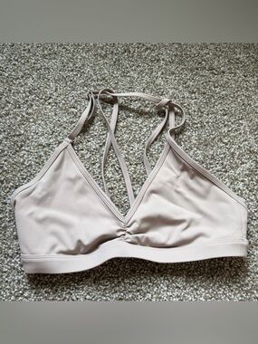 Strappy Nude Open-back Sports Bra